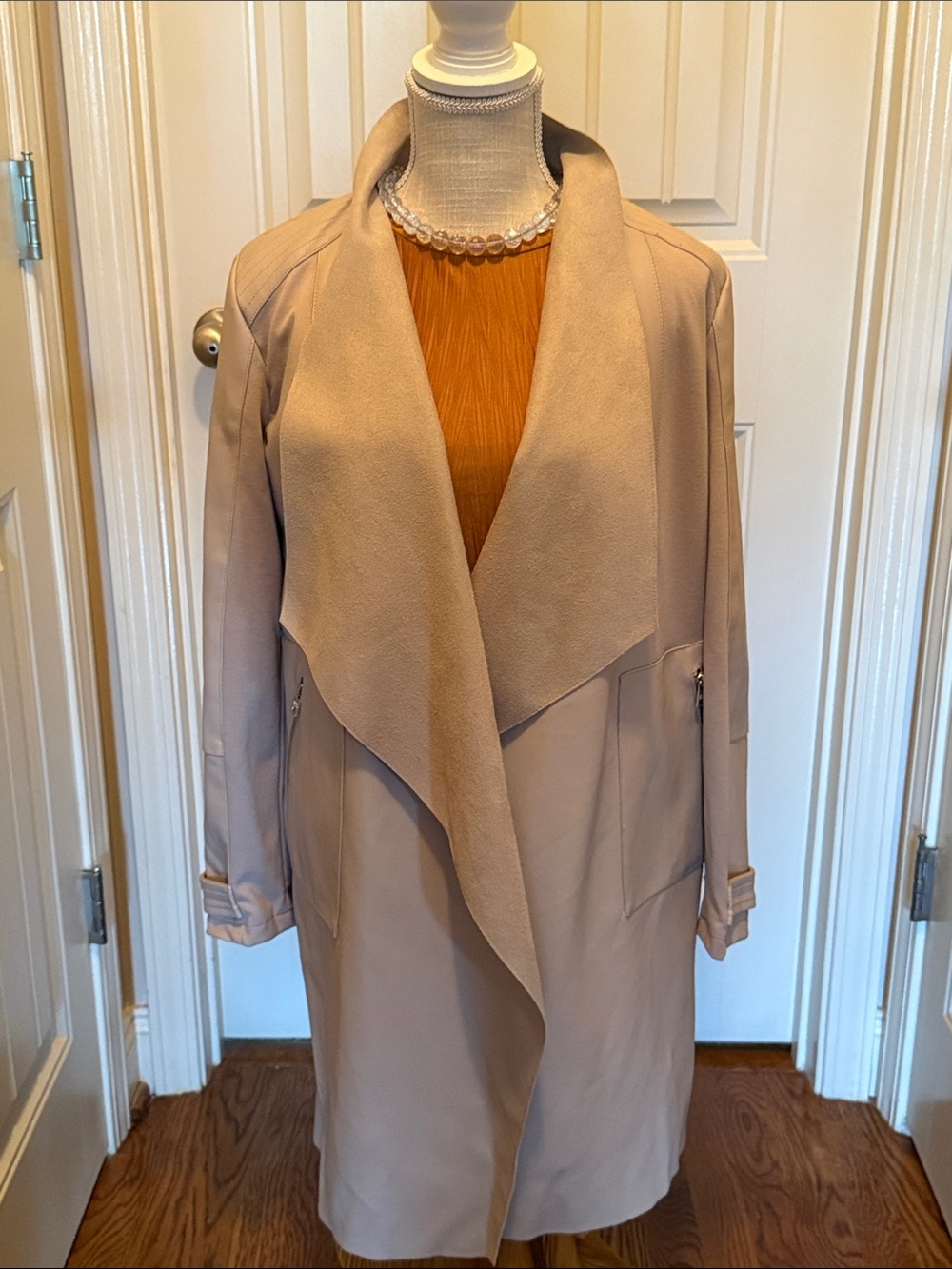 Marc New York Beige Draped Trench Coat
